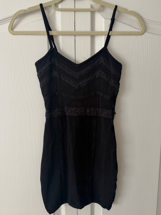 bebe Dresses & Skirts - bebe Black Lace-Trim Mini Dress